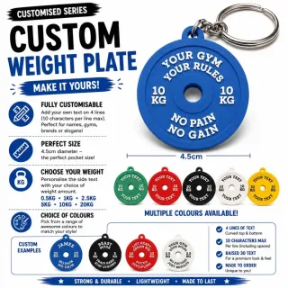 Weight Plate Keyring - Custom Text
