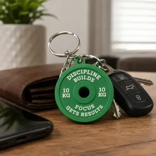 Weight Plate Keyring - Custom Text photo 4