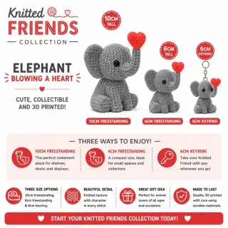 Knitted Elephant - Blowing Heart