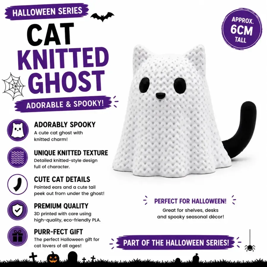 Knitted Halloween Cat Ghost