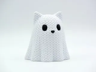 Knitted Halloween Cat Ghost photo 2