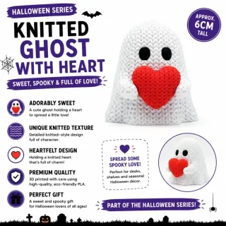 Knitted Halloween Heart Ghost