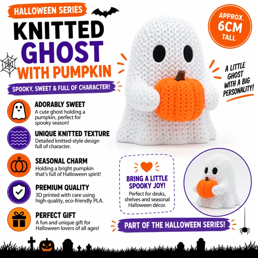 Knitted Halloween Pumpkin Ghost