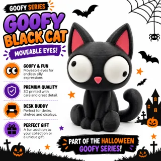 Goofy Black Cat