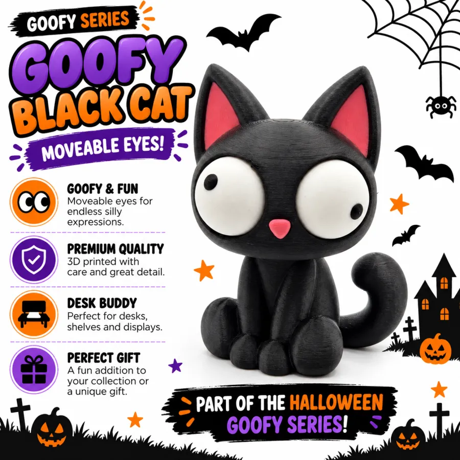 Goofy Black Cat