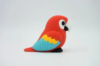 Knitted Scarlet Macaw Parrot photo 2